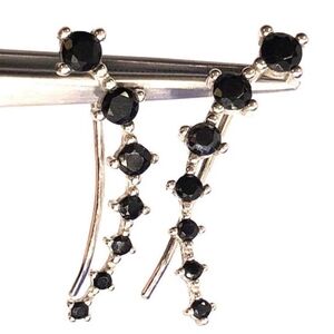 Sterling Silver Black Onyx Climber Earrings